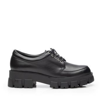 Pantofi casual damă din piele naturală,Leofex - 315 Negru box la reducere