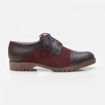 Pantofi casual dama din piele naturala, Leofex - 399 Bordo Box Velur