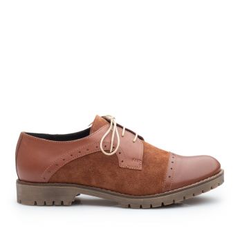 Pantofi casual dama din piele naturala, Leofex - 399 taupe box