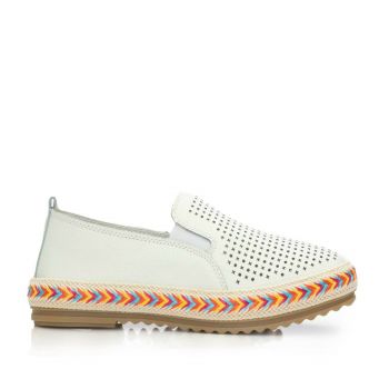 Pantofi casual dama perforati din piele naturala - 1966 Alb Box Perforat