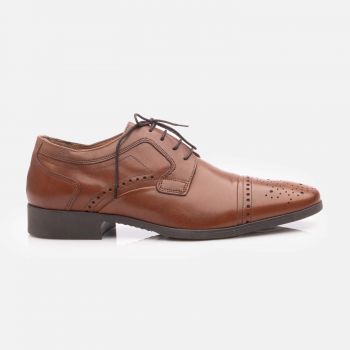 Pantofi eleganți bărbați din piele naturală - 3101 Cognac Box de firma originali
