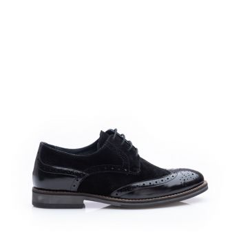Pantofi eleganți bărbați din piele naturală, Leofex- 514 Blue Box Velur ieftin