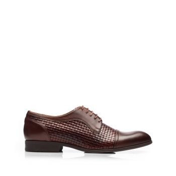 Pantofi eleganți bărbați din piele naturală, Leofex - 525 Mogano Box de firma original