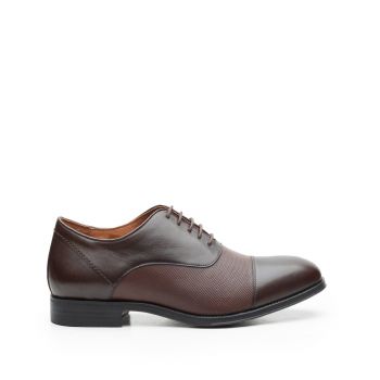 Pantofi eleganți bărbați din piele naturală, Leofex - 579 Mogano Box de firma original