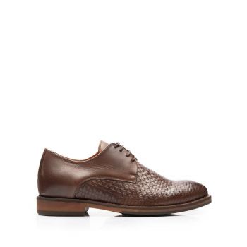 Pantofi eleganți bărbați din piele naturală, Leofex - 630 Maro Box la reducere