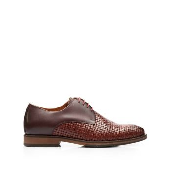 Pantofi eleganți bărbați din piele naturală, Leofex - 630 Vișiniu Box la reducere