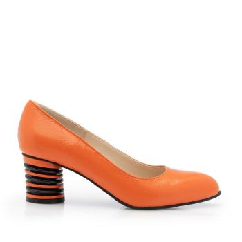 Pantofi eleganți damă din piele naturală - 21169 Orange Box la reducere