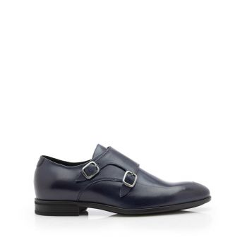 Pantofi eleganţi bărbaţi, cu catarame din piele naturală, Leofex - 576-1 Blue Box de firma original