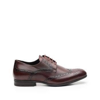 Pantofi eleganti barbati din piele naturala, Leofex- 1021 Visiniu box ieftin