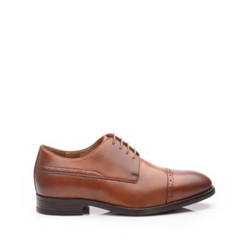 Pantofi eleganti barbati din piele naturala, Leofex - 510 Cognac box