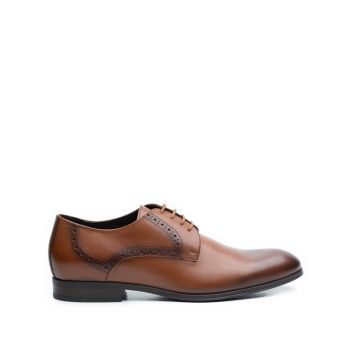 Pantofi eleganti barbati din piele naturala Leofex -512* C Cognac Box de firma original
