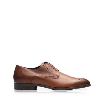 Pantofi eleganti barbati din piele naturala Leofex -512 Cognac Box ieftin