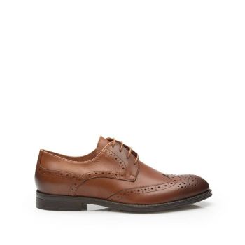 Pantofi eleganti barbati din piele naturala Leofex - 516 Cognac Box de firma original