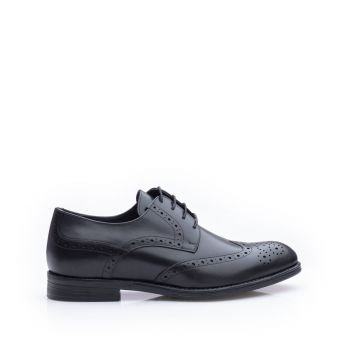 Pantofi eleganti barbati din piele naturala, Leofex - 516 Negru Box ieftin