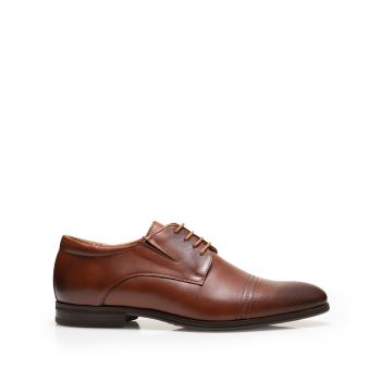 Pantofi eleganţi bărbaţi din piele naturală, Leofex - 522 Cognac box de firma original