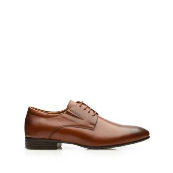 Pantofi eleganţi bărbaţi din piele naturală, Leofex - 522 x Cognac Box la reducere