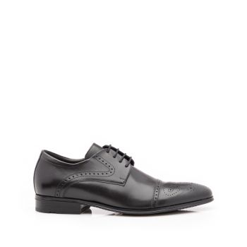 Pantofi eleganti barbati din piele naturala, Leofex -529 Negru Box ieftin