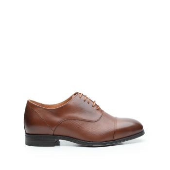 Pantofi eleganti barbati din piele naturala, Leofex - 579 Cognac Box de firma original