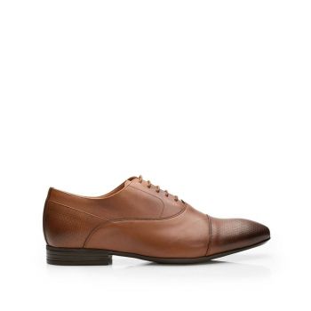 Pantofi eleganti barbati din piele naturala, Leofex - 834 Cognac box la reducere