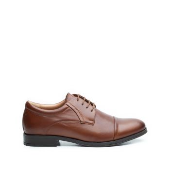 Pantofi eleganti barbati din piele naturala, Leofex - 930 Cognac box ieftin