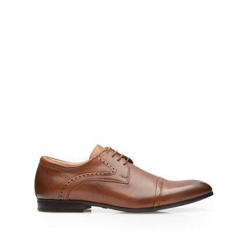 Pantofi eleganti barbati din piele naturala, Leofex - 953 Cognac Box de firma original