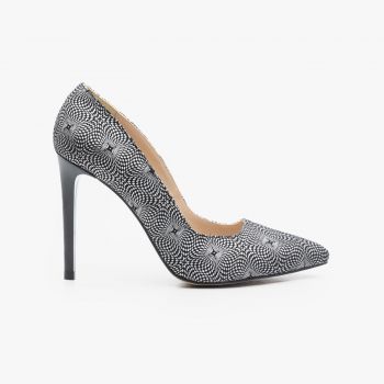 Pantofi stiletto dama din piele naturala - 177 Negru + Argintiu Velur Pantofi stiletto dama din piele naturala - 177 Negru + Argintiu Velur