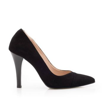 Pantofi stiletto damă din piele naturală - 32175 Negru velur