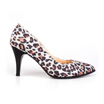 Pantofi stiletto dama din piele naturala, Leofex- 844 Leopard velur la reducere