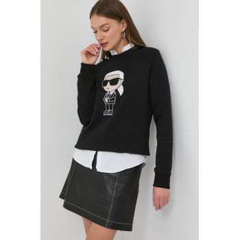 Karl Lagerfeld bluza femei, culoarea negru, cu imprimeu