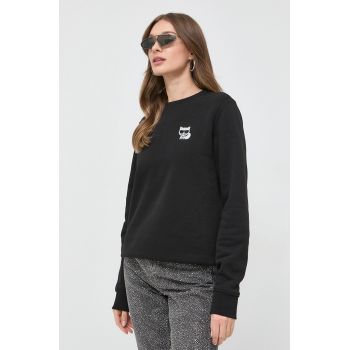 Karl Lagerfeld bluza femei, culoarea negru, cu imprimeu