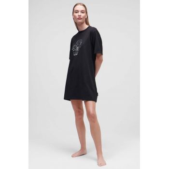 Karl Lagerfeld camasa de pijama femei, culoarea negru