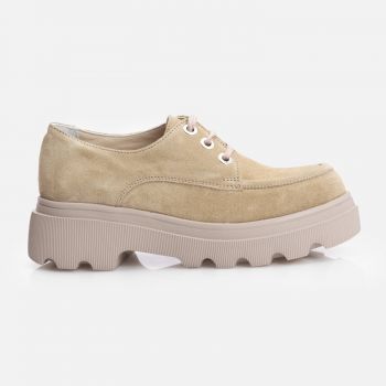 Pantofi casual dama din piele naturala - 1186 Bej Velur