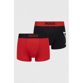 HUGO boxeri 2-pack barbati, culoarea rosu de firma originali