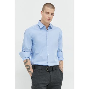 HUGO cămașă bărbați, culoarea bleumarin, cu guler clasic, slim 50289499 de firma originala