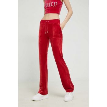 Juicy Couture pantaloni de trening Del Ray femei, culoarea rosu, neted