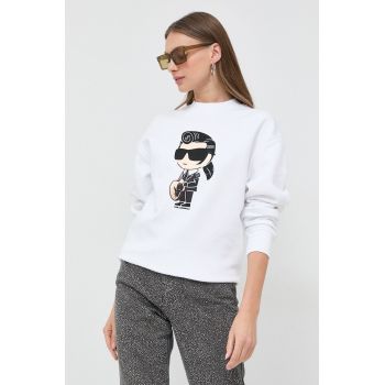 Karl Lagerfeld bluza femei, culoarea alb, cu imprimeu