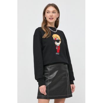 Karl Lagerfeld bluza femei, culoarea negru, cu imprimeu