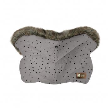 Manusa de lux pentru manerul caruciorului KikkaBoo Fur Dots Grey