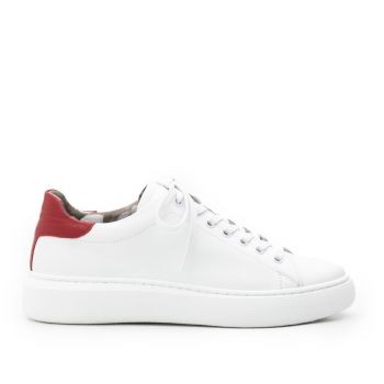 Sneakers damă din piele naturală, Leofex - 310 alb+roşu box de firma originali