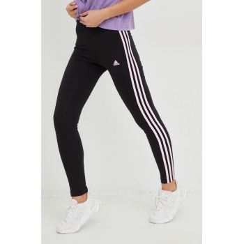 Adidas colanti femei, culoarea negru, cu imprimeu