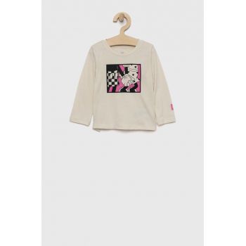 GAP longsleeve din bumbac pentru copii X Disney culoarea bej