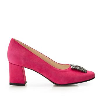 Pantofi eleganți damă din piele naturală - 1907-2 Fuxia Velur