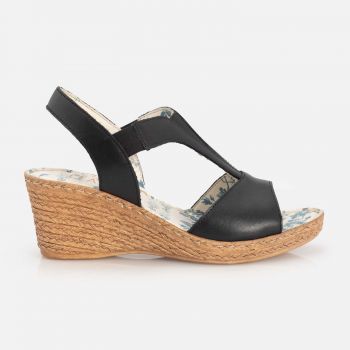 Sandale cu platforma dama din piele naturala – 495-1 C Negru Box