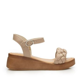 Sandale cu platformă damă din piele naturală, Leofex - 366-1 Taupe Box de firma originala