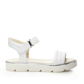 Sandale cu talpa joasa dama din piele naturala, Leofex- 380-1 Alb Box ieftine