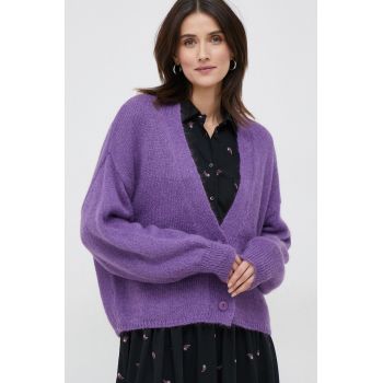 Sisley cardigan din amestec de lana femei, culoarea violet, light