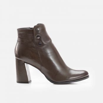 Botine damă elegante din piele naturală, Leofex - 346 Kaki Box de firma originale