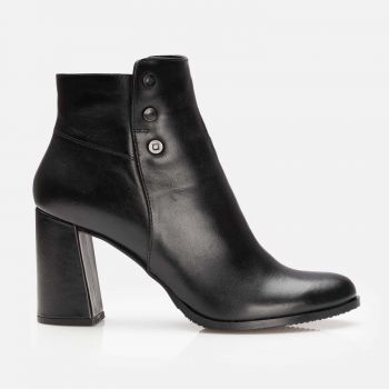 Botine damă elegante din piele naturală, Leofex - 346 Negru Box