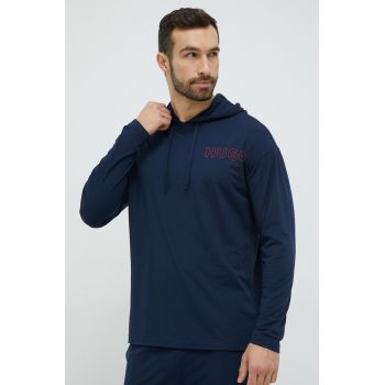 HUGO longsleeve barbati, culoarea albastru marin, neted