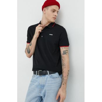 HUGO tricou polo barbati, culoarea negru, neted